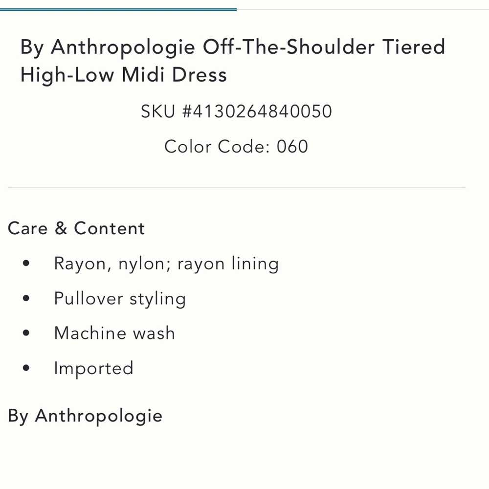 ✨ Anthropologie Off-The-Shoulder Tiered High-Low Midi Dress Sz S - Picture 8 of 8
